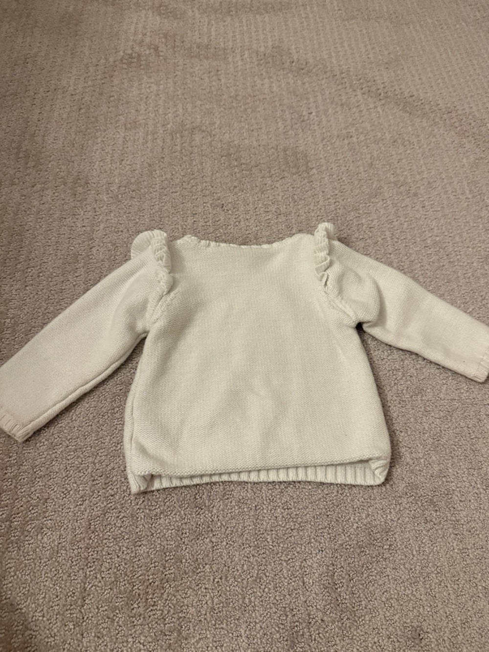 Carter's Cream Cable-Knit Ruffle Shoulder Sweater - Picture 5 of 6